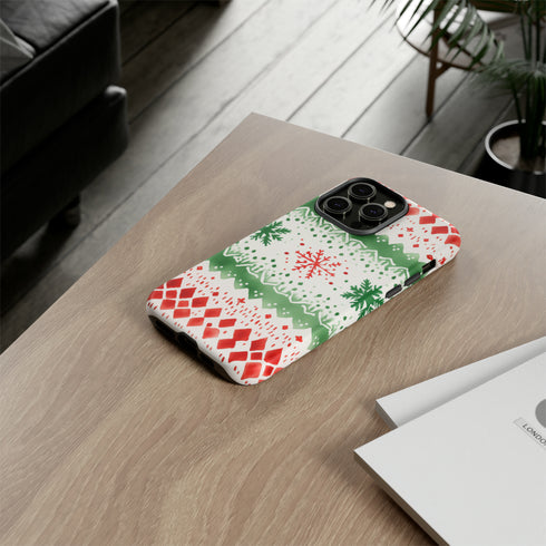 Watercolor Christmas Knitting - Impact Resistant Phone Case